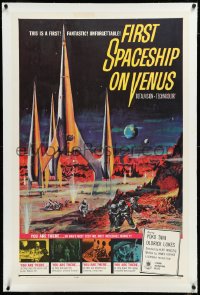 3d0138 FIRST SPACESHIP ON VENUS linen 1sh 1962 Der Schweigende Stern, German sci-fi, cool art!