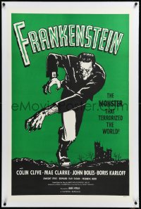 3d0140 FRANKENSTEIN linen 1sh R1960s great full-length horror art of Boris Karloff as the monster!