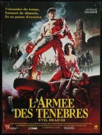 3d1691 ARMY OF DARKNESS French 16x21 1992 Sam Raimi, great art of Bruce Campbell w/chainsaw hand!