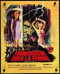 3d1572 FRANKENSTEIN CREATED WOMAN French 17x21 1967 cool art of Peter Cushing & sexy Susan Denberg!