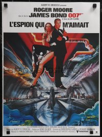 3d1693 SPY WHO LOVED ME French 16x21 R1984 art of Roger Moore as James Bond by Bob Peak!