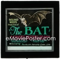 3d1187 BAT English glass slide 1926 wild art of floating man's head with bat wings, ultra rare!