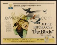 3d1775 BIRDS 1/2sh 1963 director Alfred Hitchcock shown, Tippi Hedren, classic intense attack art!