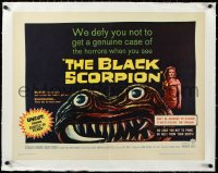 3d0229 BLACK SCORPION linen 1/2sh 1957 art of wacky creature looking more laughable than horrible!
