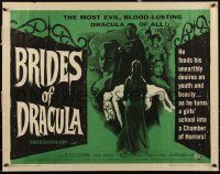 3d1776 BRIDES OF DRACULA 1/2sh 1960 Terence Fisher, Hammer, Peter Cushing as Van Helsing, Smith art!