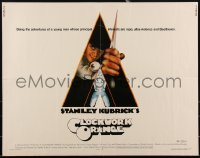 3d1779 CLOCKWORK ORANGE R-rated 1/2sh 1972 Kubrick classic, Castle art of McDowell, ultra rare!
