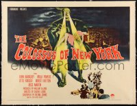 3d0230 COLOSSUS OF NEW YORK linen 1/2sh 1958 great art of robot monster holding sexy girl, rare!