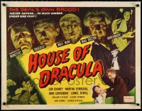 3d0236 HOUSE OF DRACULA linen 1/2sh R1950 Lon Chaney Jr., John Carradine & other monsters, very rare!
