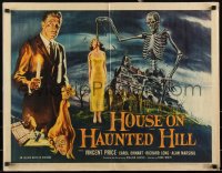 3d1795 HOUSE ON HAUNTED HILL 1/2sh 1959 classic Vincent Price & skeleton with hanging girl, rare!