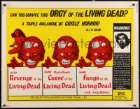 3d1814 ORGY OF THE LIVING DEAD 1/2sh 1972 triple avalanche of grisly horror, cool Ormsby zombie art!