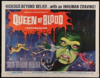 3d1818 QUEEN OF BLOOD 1/2sh 1966 Basil Rathbone, cool art of female monster & victims in her web!