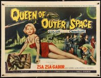 3d0239 QUEEN OF OUTER SPACE linen style B 1/2sh 1958 Zsa Zsa Gabor on Venus, Ben Hecht & Beaumont!