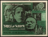 3d1824 TALES OF TERROR 1/2sh 1962 great images of Peter Lorre, Vincent Price & Basil Rathbone!