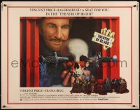 3d1830 THEATRE OF BLOOD 1/2sh 1973 great art of Vincent Price holding bloody skull w/dead audience!