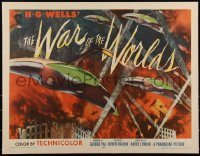 3d0001 WAR OF THE WORLDS style B 1/2sh 1953 HG Wells, George Pal, superb warships art, very rare!