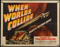 3d1838 WHEN WORLDS COLLIDE style A 1/2sh 1951 George Pal doomsday thriller, planets destroy Earth!