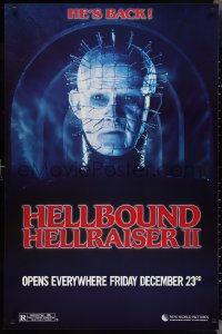 3d1363 HELLBOUND: HELLRAISER II 1sh 1988 Clive Barker, close-up of Pinhead, he's back!