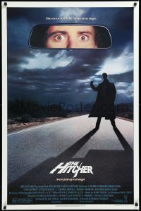 3d1365 HITCHER 1sh 1986 creepy hitchhiker Rutger Hauer, C. Thomas Howell, never pick-up a stranger!