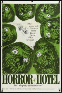 3d0562 HORROR HOTEL 1sh 1962 just ring for doom service, close-up zombie horror art by Jack Davis!