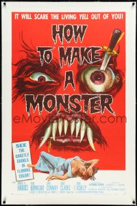 3d0154 HOW TO MAKE A MONSTER linen 1sh 1958 ghastly ghouls, it will scare the living yell out of you!