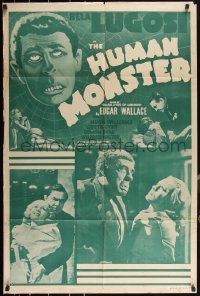 3d0568 HUMAN MONSTER 1sh R1950s Bela Lugosi, Wilfred Walter, directed by Walter Summers!