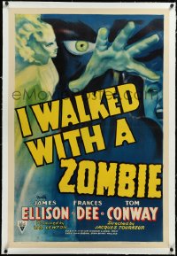 3d0156 I WALKED WITH A ZOMBIE linen 1sh 1943 most classic Val Lewton & Jacques Tourneur, ultra rare!