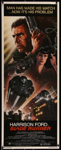 3d1844 BLADE RUNNER insert 1982 Ridley Scott sci-fi classic, art of Harrison Ford by John Alvin!