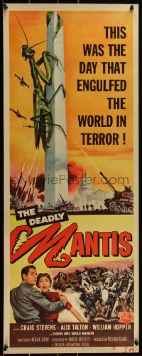 3d1850 DEADLY MANTIS insert 1957 classic art of giant insect on Washington Monument by Ken Sawyer!