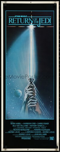 3d1881 RETURN OF THE JEDI int'l insert 1983 George Lucas, art of hands holding lightsaber by Reamer!