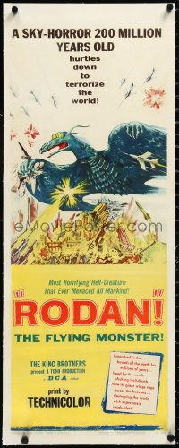 3d0253 RODAN linen insert 1957 Ishiro Honda, Sora no Daikaiju Radon, art of The Flying Monster, rare!