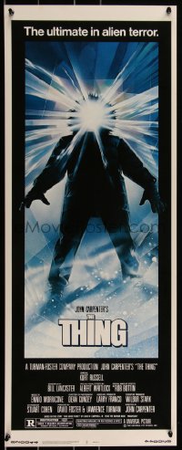 3d1892 THING insert 1982 John Carpenter, cool Drew Struzan art, the ultimate in alien terror!