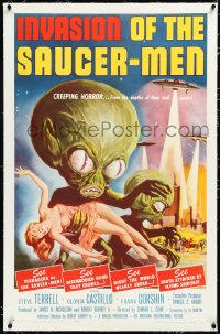 3d0160 INVASION OF THE SAUCER MEN linen 1sh 1957 classic Kallis art of cabbage head aliens & sexy girl