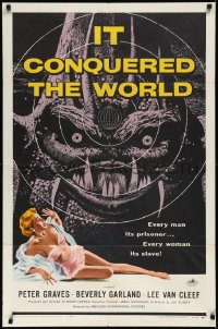 3d0574 IT CONQUERED THE WORLD 1sh 1956 Roger Corman, Kallis art of wacky monster & sexy girl!