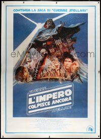 3d0034 EMPIRE STRIKES BACK linen Italian 2p 1980 George Lucas sci-fi classic, cool art by Tom Jung!