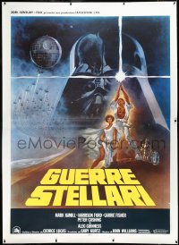 3d0035 STAR WARS linen Italian 2p 1977 George Lucas classic sci-fi epic, great art by Tom Jung!