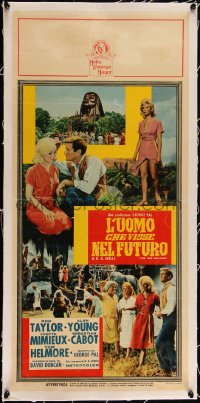 3d0313 TIME MACHINE linen Italian locandina 1960 H.G. Wells, George Pal, different montage of images!