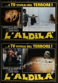 3d1698 BEYOND set of 8 Italian 19x26 pbustas 1983 Lucio Fulci, 7 Doors of Death, different!