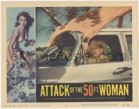 3d0728 ATTACK OF THE 50 FT WOMAN LC #6 1958 special effects image of enormous hand grabbing car!