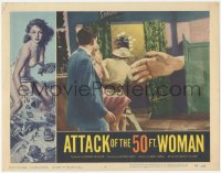 3d0725 ATTACK OF THE 50 FT WOMAN LC #7 1958 wacky FX image of giant hand attacking through doorway!