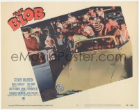 3d0738 BLOB LC #1 1958 teens in hot rods with police & firemen watching the destructive monster!