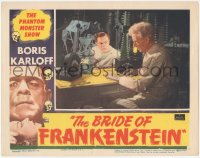 3d0945 BRIDE OF FRANKENSTEIN LC R1953 close up of Colin Clive & Ernest Thesiger in laboratory!