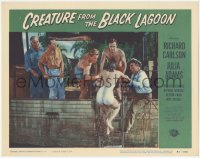 3d0747 CREATURE FROM THE BLACK LAGOON LC #2 1954 sexy Julia Adams in swimsuit helped into boat!