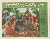 3d0745 CREATURE FROM THE BLACK LAGOON LC #6 1954 divers Carlson & Denning catch the monster in net!