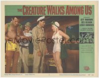 3d0755 CREATURE WALKS AMONG US LC #3 1956 beautiful Leigh Snowden in scuba suit with three men!