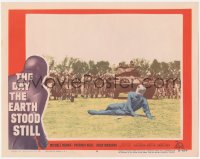 3d0697 DAY THE EARTH STOOD STILL LC #6 1951 Rennie in space suit injured on ground by soldiers!