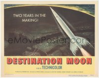 3d0757 DESTINATION MOON TC 1950 Robert A. Heinlein, different art of rocket flying over Earth!