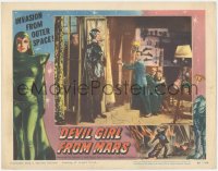 3d0949 DEVIL GIRL FROM MARS LC #1 1955 great image of alien Patricia Laffan entering house!