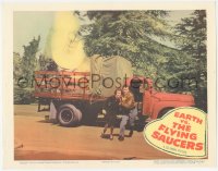3d0772 EARTH VS. THE FLYING SAUCERS LC 1956 Hugh Marlowe & Joan Taylor fleeing truck, classic!