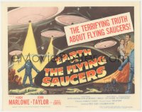 3d0765 EARTH VS. THE FLYING SAUCERS TC 1956 Harryhausen sci-fi classic, cool art of UFOs & aliens!