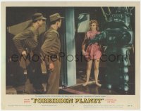 3d0706 FORBIDDEN PLANET LC #7 1956 Leslie Nielsen & Stevens meet Robby the Robot & Anne Francis!